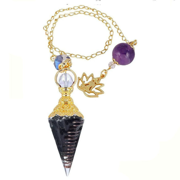 Wholesale Yoga Pendant With Natural Crystal Agate Stone Colorful Gravel In Resin Gold Handmade Geometric Hexagon Cone Shape