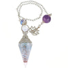 Wholesale Yoga Pendant With Natural Crystal Agate Stone Colorful Gravel In Resin Gold Handmade Geometric Hexagon Cone Shape