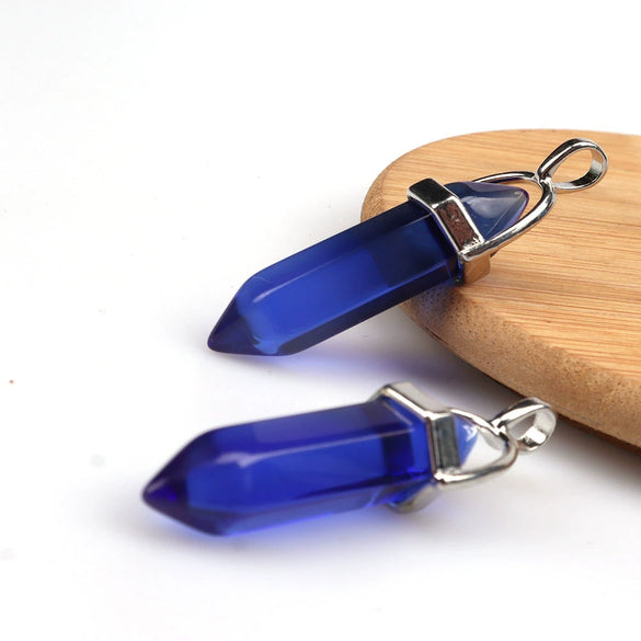 Wholesale Yoga Stone Necklace With Natural Stone Hexagonal Column Pendant Amethyst Hexagonal Prism Double Pointed Bullet Pendant Crystal Material