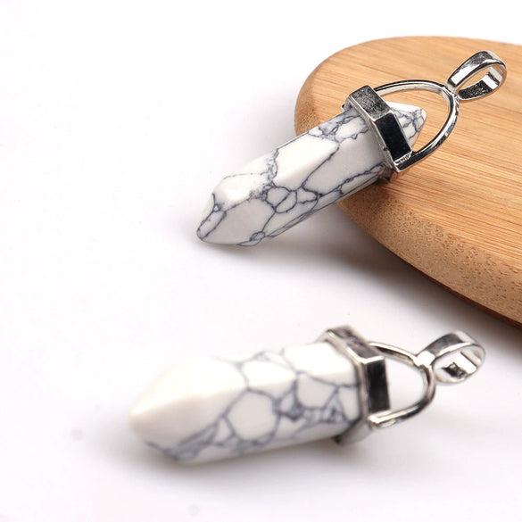 Wholesale Yoga Stone Necklace With Natural Stone Hexagonal Column Pendant Amethyst Hexagonal Prism Double Pointed Bullet Pendant Crystal Material