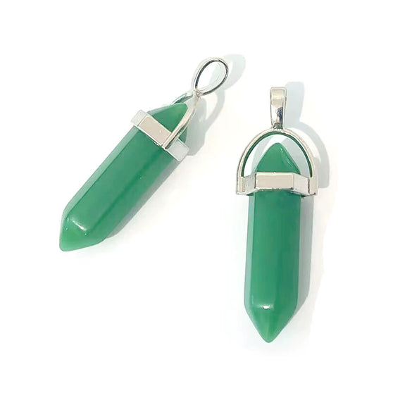 Wholesale Yoga Stone Necklace With Natural Stone Hexagonal Column Pendant Amethyst Hexagonal Prism Double Pointed Bullet Pendant Crystal Material