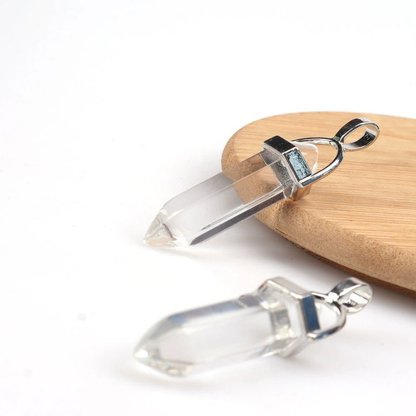 Wholesale Yoga Stone Necklace With Natural Stone Hexagonal Column Pendant Amethyst Hexagonal Prism Double Pointed Bullet Pendant Crystal Material