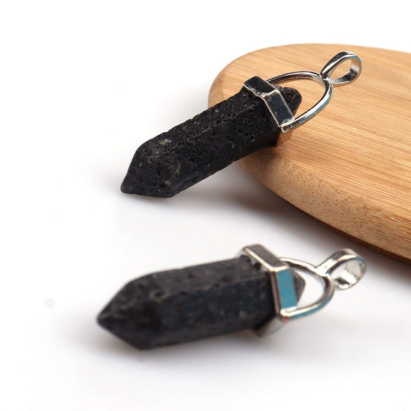 Wholesale Yoga Stone Necklace With Natural Stone Hexagonal Column Pendant Amethyst Hexagonal Prism Double Pointed Bullet Pendant Crystal Material