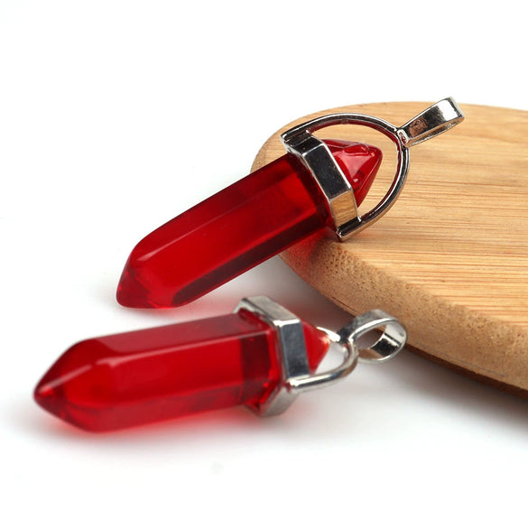 Wholesale Yoga Stone Necklace With Natural Stone Hexagonal Column Pendant Amethyst Hexagonal Prism Double Pointed Bullet Pendant Crystal Material