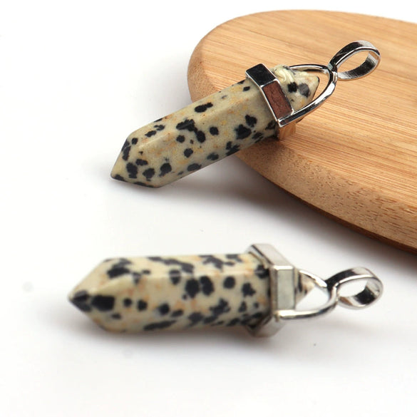 Wholesale Yoga Stone Necklace With Natural Stone Hexagonal Column Pendant Amethyst Hexagonal Prism Double Pointed Bullet Pendant Crystal Material