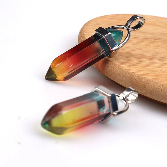 Wholesale Yoga Stone Necklace With Natural Stone Hexagonal Column Pendant Amethyst Hexagonal Prism Double Pointed Bullet Pendant Crystal Material