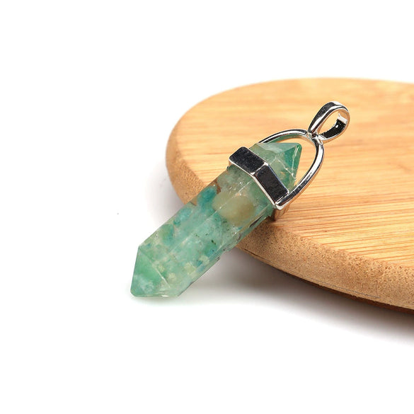 Wholesale Yoga Stone Necklace With Natural Stone Hexagonal Column Pendant Amethyst Hexagonal Prism Double Pointed Bullet Pendant Crystal Material