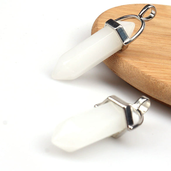 Wholesale Yoga Stone Necklace With Natural Stone Hexagonal Column Pendant Amethyst Hexagonal Prism Double Pointed Bullet Pendant Crystal Material