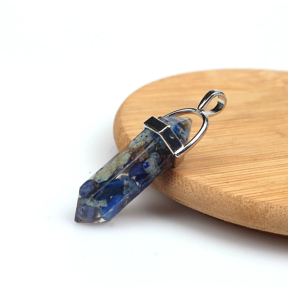 Wholesale Yoga Stone Necklace With Natural Stone Hexagonal Column Pendant Amethyst Hexagonal Prism Double Pointed Bullet Pendant Crystal Material