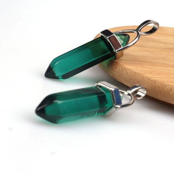 Wholesale Yoga Stone Necklace With Natural Stone Hexagonal Column Pendant Amethyst Hexagonal Prism Double Pointed Bullet Pendant Crystal Material