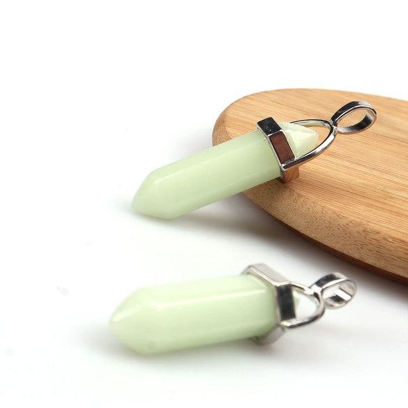 Wholesale Yoga Stone Necklace With Natural Stone Hexagonal Column Pendant Amethyst Hexagonal Prism Double Pointed Bullet Pendant Crystal Material