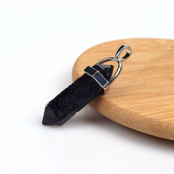 Wholesale Yoga Stone Necklace With Natural Stone Hexagonal Column Pendant Amethyst Hexagonal Prism Double Pointed Bullet Pendant Crystal Material