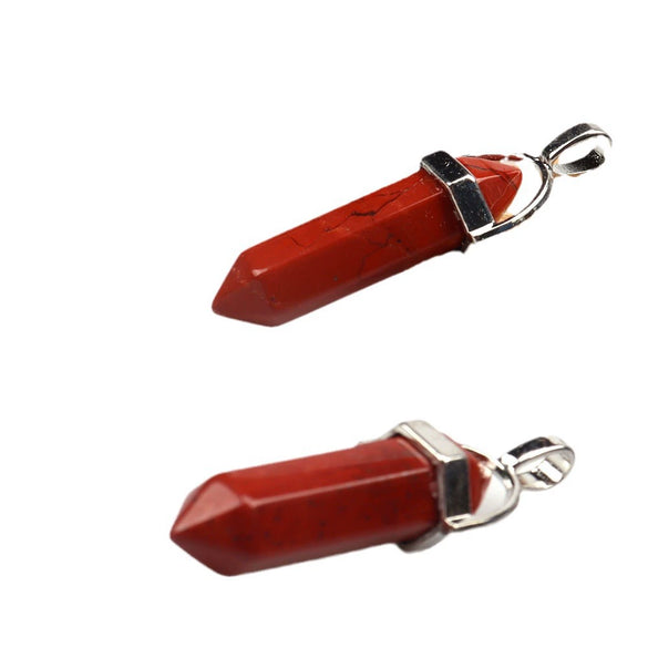 Wholesale Yoga Stone Necklace With Natural Stone Hexagonal Column Pendant Amethyst Hexagonal Prism Double Pointed Bullet Pendant Crystal Material