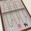 Wholesale Zinc Alloy Animal Zodiac Glazed Pony Pendant Necklace With Regular Chain And Electroplating Design