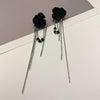 Wholesale Zinc Alloy Black Rose Long Tassel Electroplating Light Luxury Women's Earrings