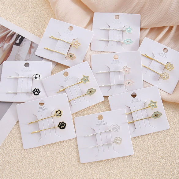 Wholesale Zinc Alloy Blue Star Cat Cloud Women's Cartoon Style Electroplated Hairpin