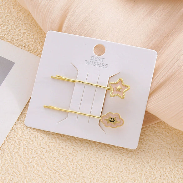 Wholesale Zinc Alloy Blue Star Cat Cloud Women's Cartoon Style Electroplated Hairpin