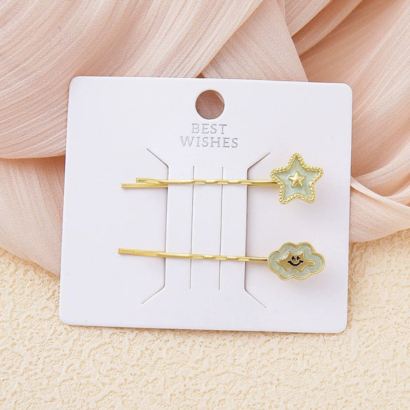 Wholesale Zinc Alloy Blue Star Cat Cloud Women's Cartoon Style Electroplated Hairpin