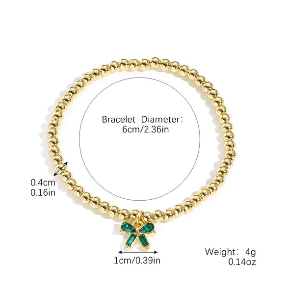 Wholesale Zinc Alloy Bow Pendant Beaded Electroplated Women's Bracelet