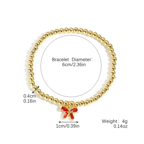 Wholesale Zinc Alloy Bow Pendant Beaded Electroplated Women's Bracelet