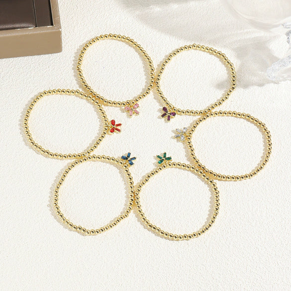 Wholesale Zinc Alloy Bow Pendant Beaded Electroplated Women's Bracelet