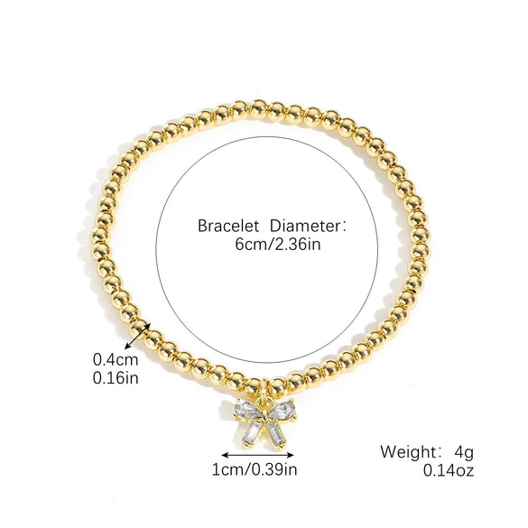 Wholesale Zinc Alloy Bow Pendant Beaded Electroplated Women's Bracelet