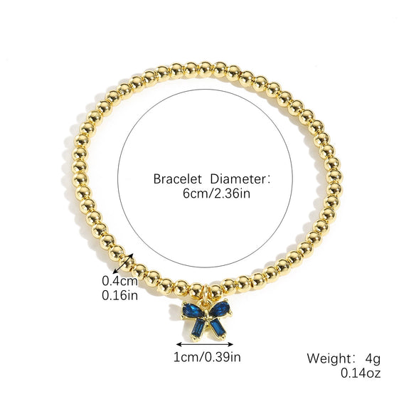 Wholesale Zinc Alloy Bow Pendant Beaded Electroplated Women's Bracelet