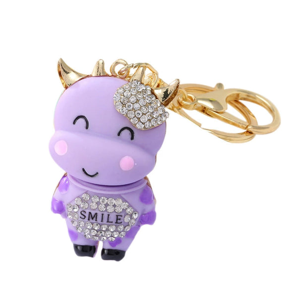 Wholesale Zinc Alloy Braided Rope Cow Car Key Chain For Female As Creative Bag Pendant