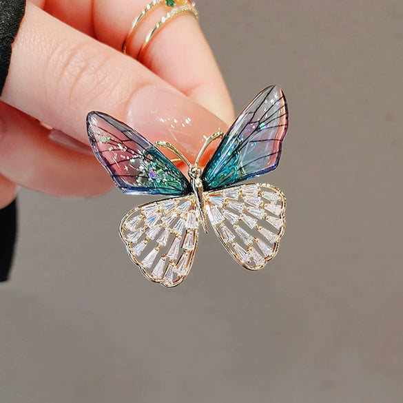 Wholesale Zinc Alloy Butterfly And Flower Brooch With Electroplating For Women