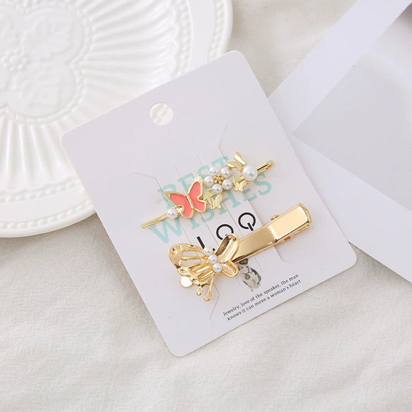 Wholesale Zinc Alloy Butterfly Pearl Hairpin For Women Natural Sweet Style Electroplated