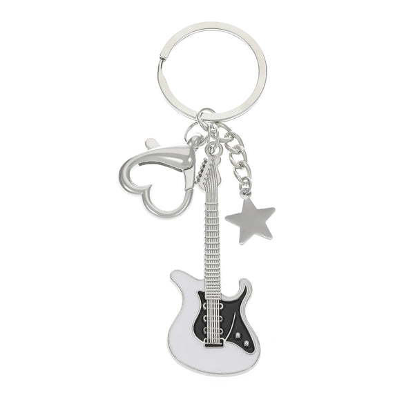 Wholesale Zinc Alloy Electric Guitar Star Bass Keychain Pendant With Electroplating Treatment Y2k Retro Style