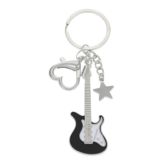 Wholesale Zinc Alloy Electric Guitar Star Bass Keychain Pendant With Electroplating Treatment Y2k Retro Style