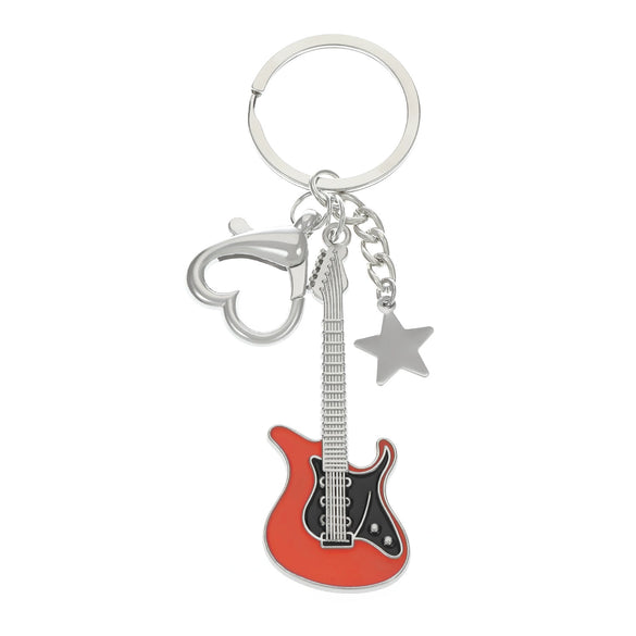 Wholesale Zinc Alloy Electric Guitar Star Bass Keychain Pendant With Electroplating Treatment Y2k Retro Style