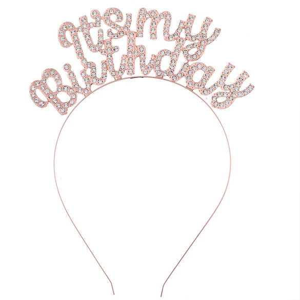 Wholesale Zinc Alloy Electroplated Geometric Simple Style Rhinestone Letter Headband For Women