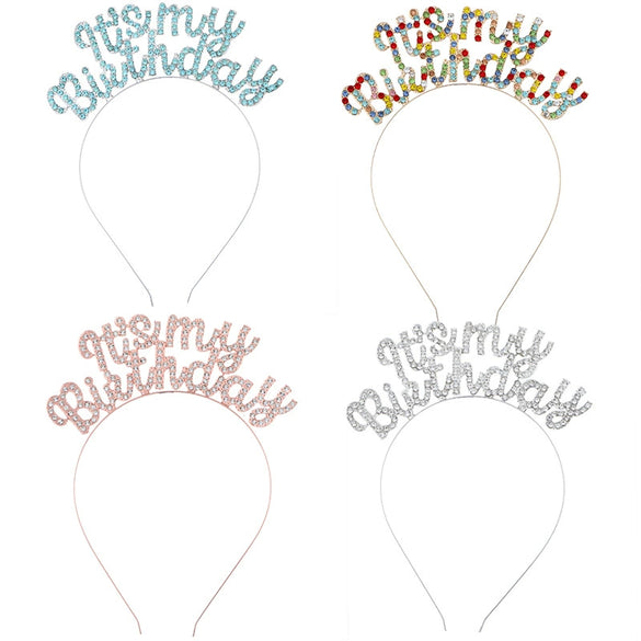 Wholesale Zinc Alloy Electroplated Geometric Simple Style Rhinestone Letter Headband For Women