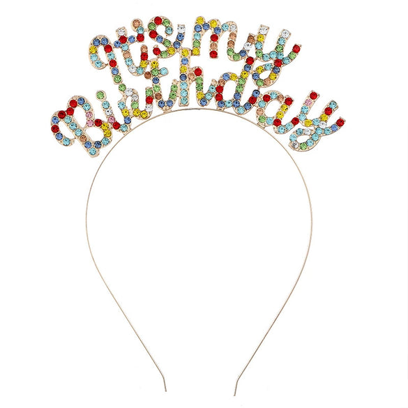 Wholesale Zinc Alloy Electroplated Geometric Simple Style Rhinestone Letter Headband For Women