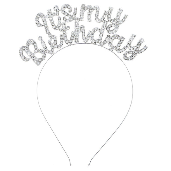 Wholesale Zinc Alloy Electroplated Geometric Simple Style Rhinestone Letter Headband For Women