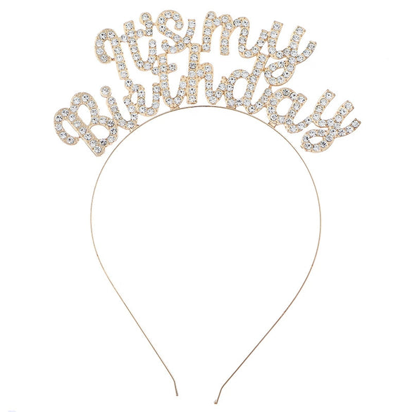 Wholesale Zinc Alloy Electroplated Geometric Simple Style Rhinestone Letter Headband For Women