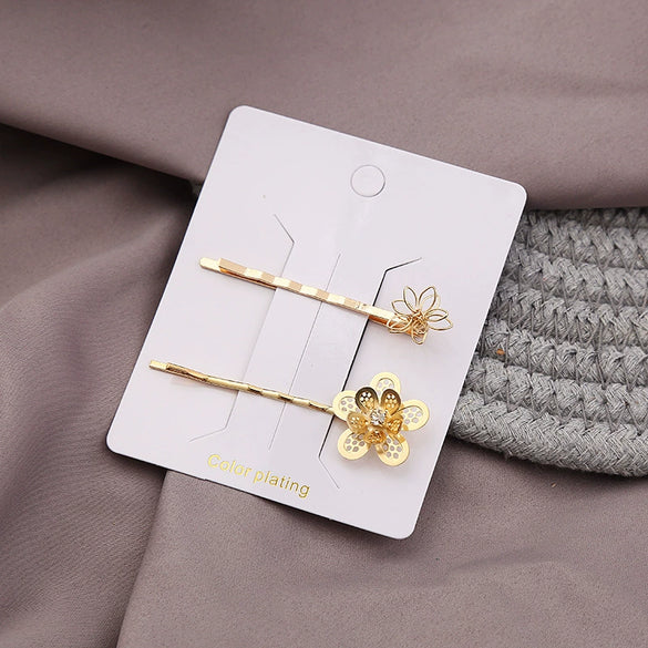 Wholesale Zinc Alloy Forest Style Butterfly Bow Tie Flower Electroplated Women's Word Clip Hairpin Set