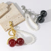 Wholesale Zinc Alloy Fruit Shape Electroplated Resin Cherry Pearl Key Chain Pendant Luggage Charms