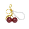 Wholesale Zinc Alloy Fruit Shape Electroplated Resin Cherry Pearl Key Chain Pendant Luggage Charms