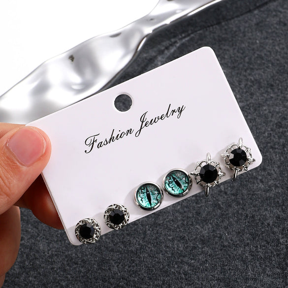 Wholesale Zinc Alloy Geometric Retro Dark Style Electroplated Unisex Earrings Three Piece Suit