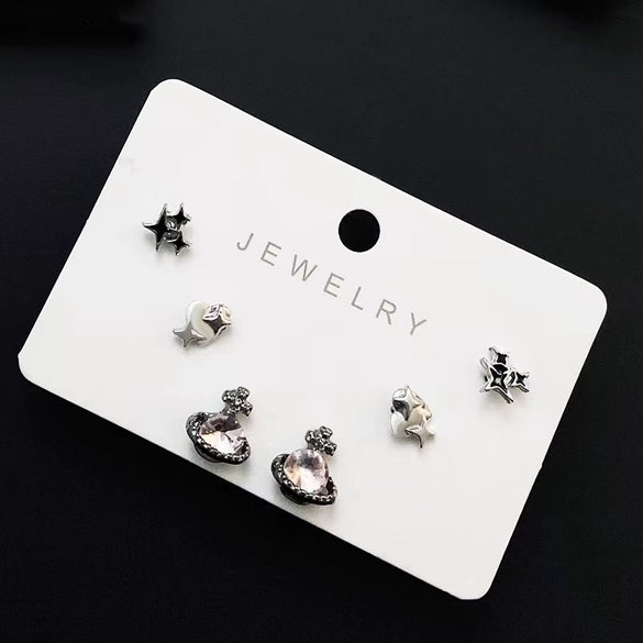 Wholesale Zinc Alloy Geometric Retro Dark Style Electroplated Unisex Earrings Three Piece Suit