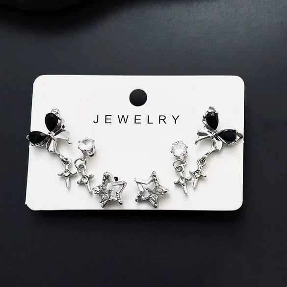 Wholesale Zinc Alloy Geometric Retro Dark Style Electroplated Unisex Earrings Three Piece Suit