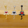 Wholesale Zinc Alloy Heart Shape Bat Navel Ring Gold Plated