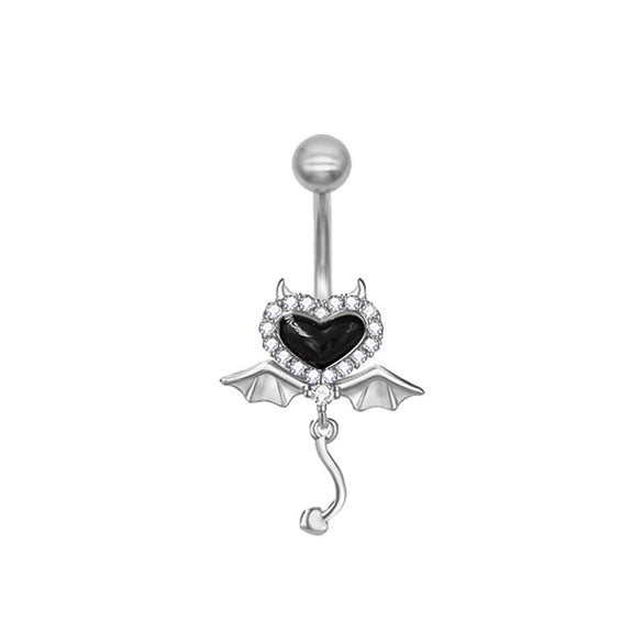 Wholesale Zinc Alloy Heart Shape Bat Navel Ring Gold Plated
