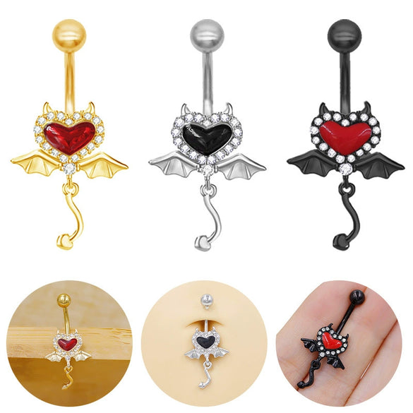 Wholesale Zinc Alloy Heart Shape Bat Navel Ring Gold Plated