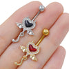 Wholesale Zinc Alloy Heart Shape Bat Navel Ring Gold Plated