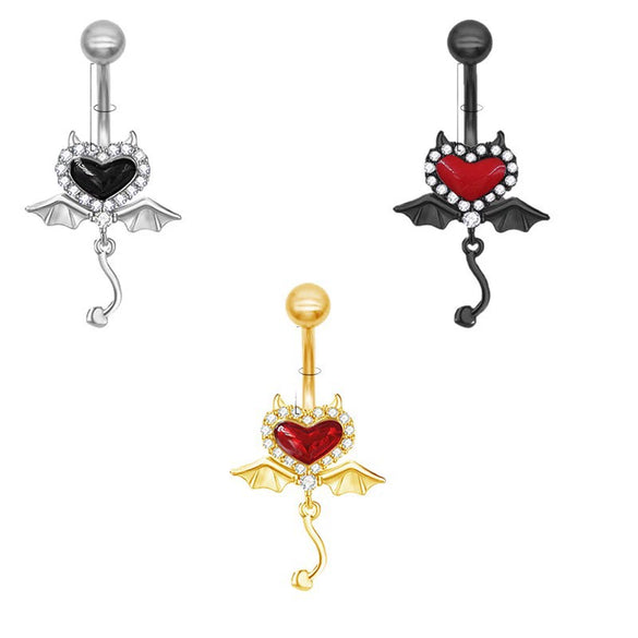 Wholesale Zinc Alloy Heart Shape Bat Navel Ring Gold Plated