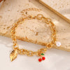 Wholesale Zinc Alloy Leaf And Fruit Pattern Electroplated Pendant Bracelet For Women
